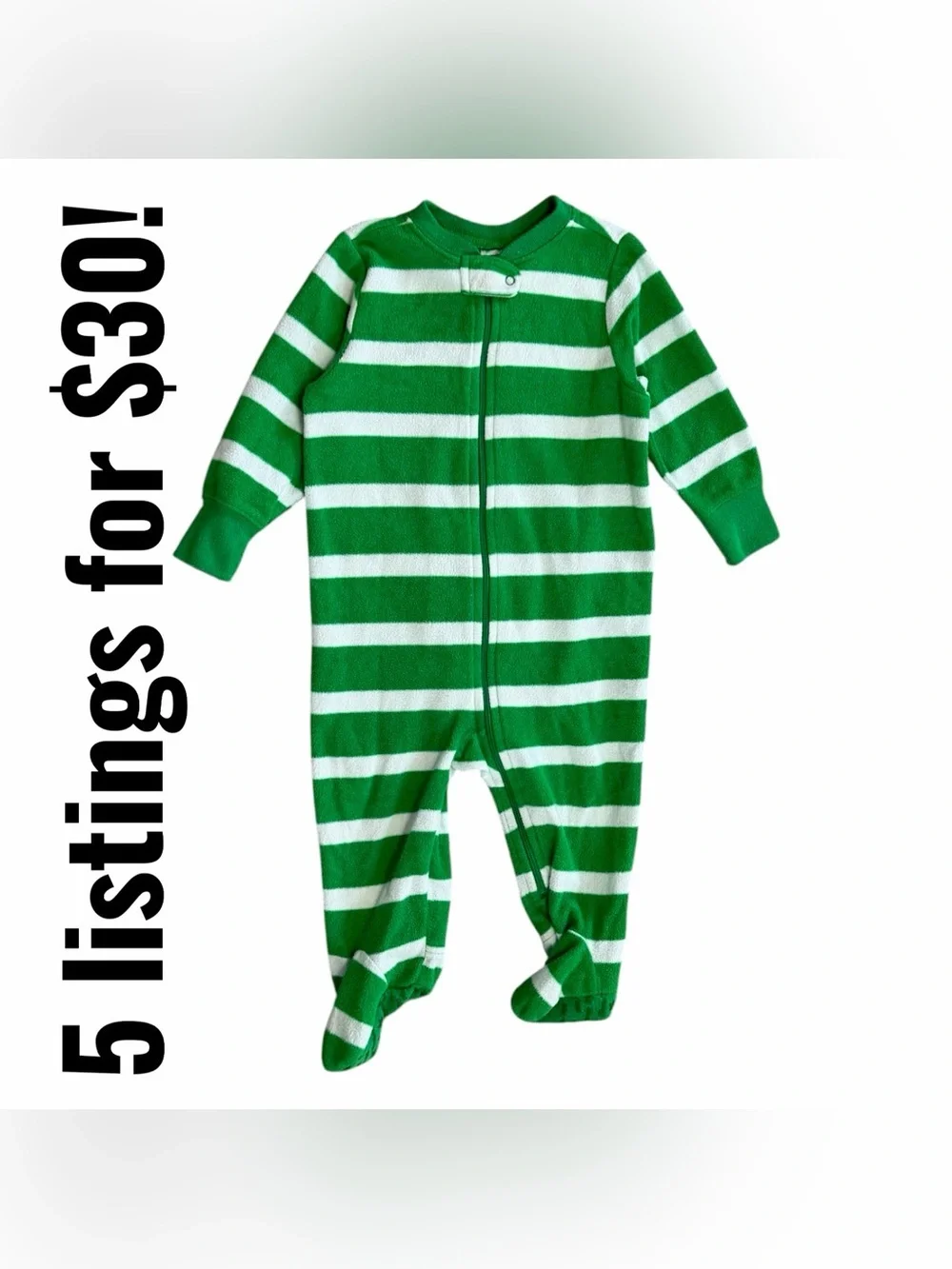 Old Navy Green and White Striped Footed One-Piece 6-12 Months Baby Boy
